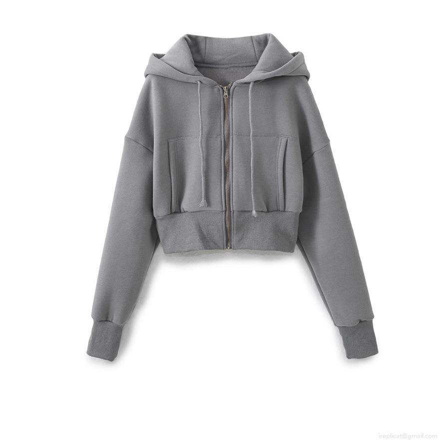 Women's Sporty Casual Short Hooded Zipper Sweatshirt And High Waist Wide Leg Pants Set Cotton Polyester Blend Lounge Tracksuit Activewear