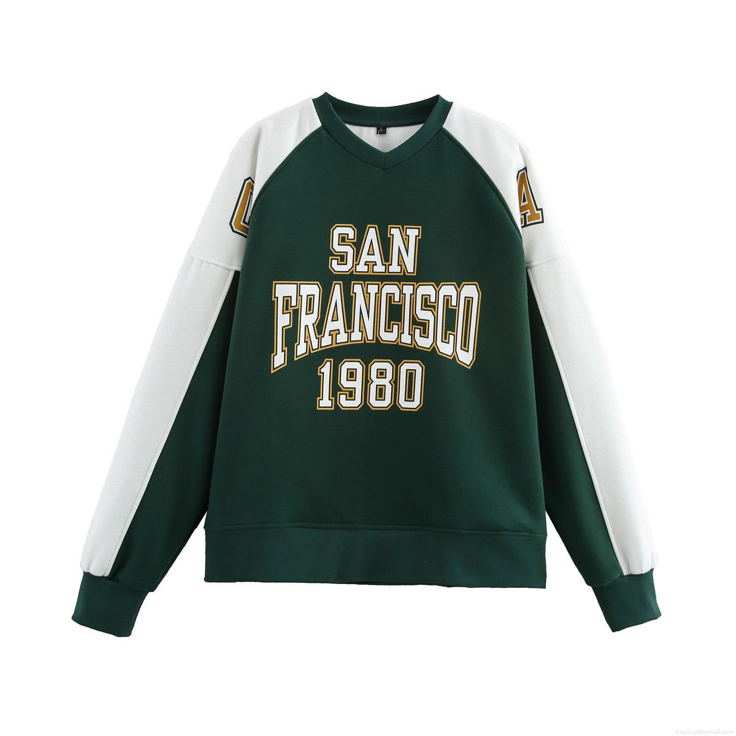 Women's Loungewear Set Cotton Blend Fleece San Francisco 1980 Print Sweatshirt And Jogger Pants American College Style Two Piece Outfits Casual Sporty Tracksuit