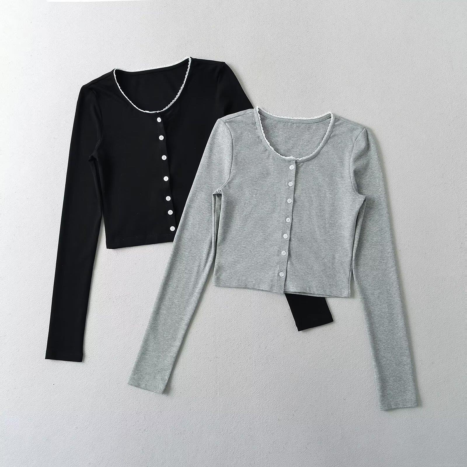 Women's 3-Piece Ribbed Knit Loungewear Set Lace Trim Long Sleeve Button Up Cardigan Camisole And Drawstring Shorts Casual Home Wear Sporty Suit