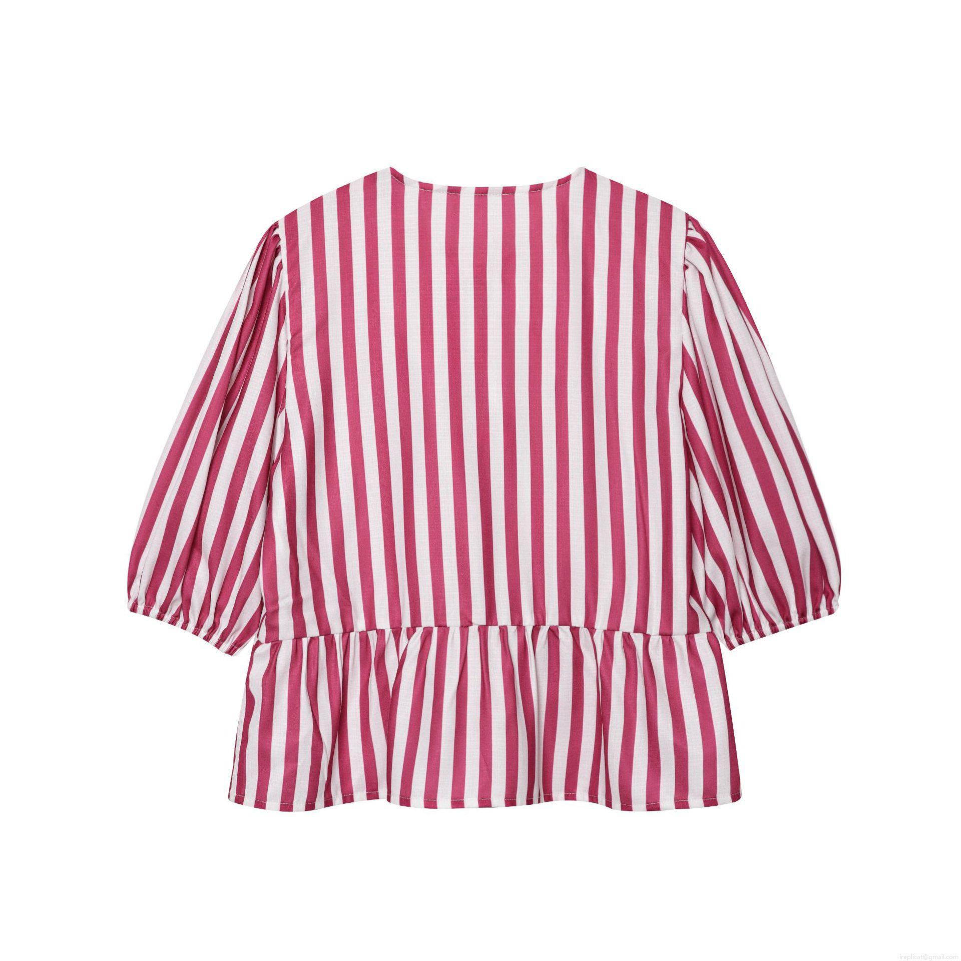 Women's Striped 100% Polyester Two Piece Set With Bow Tie Ruffle Puff Sleeve Top And Drawstring Waist Shorts Casual Loungewear Pajamas