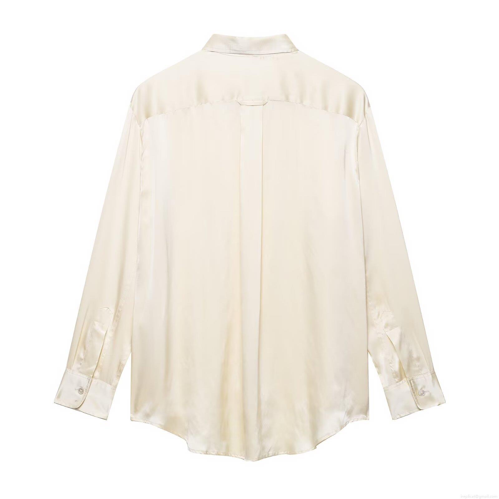 Women's Satin Silk Long Sleeve Shirt And Wide Leg Pants Set Elegant Solid Color Button Down Pocket Blouse Drawstring Trousers Casual Loungewear Two Piece Outfits For Women Streetwear