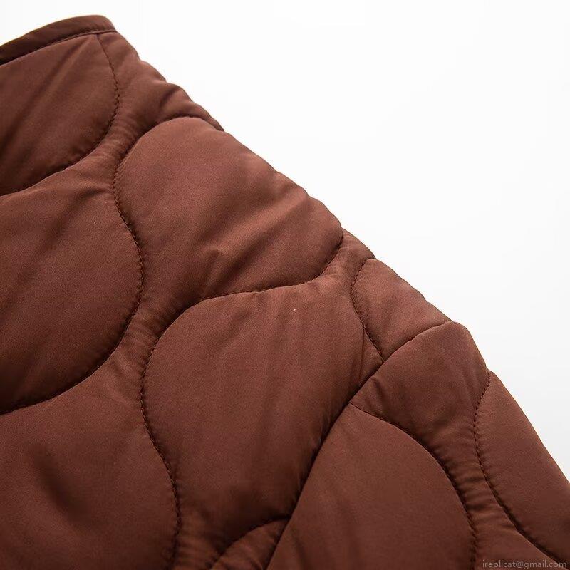 Women's Casual Quilted Padded Jacket Round Neck Button Down Polyester Warm Outerwear Streetwear Style Coat For Autumn Winter