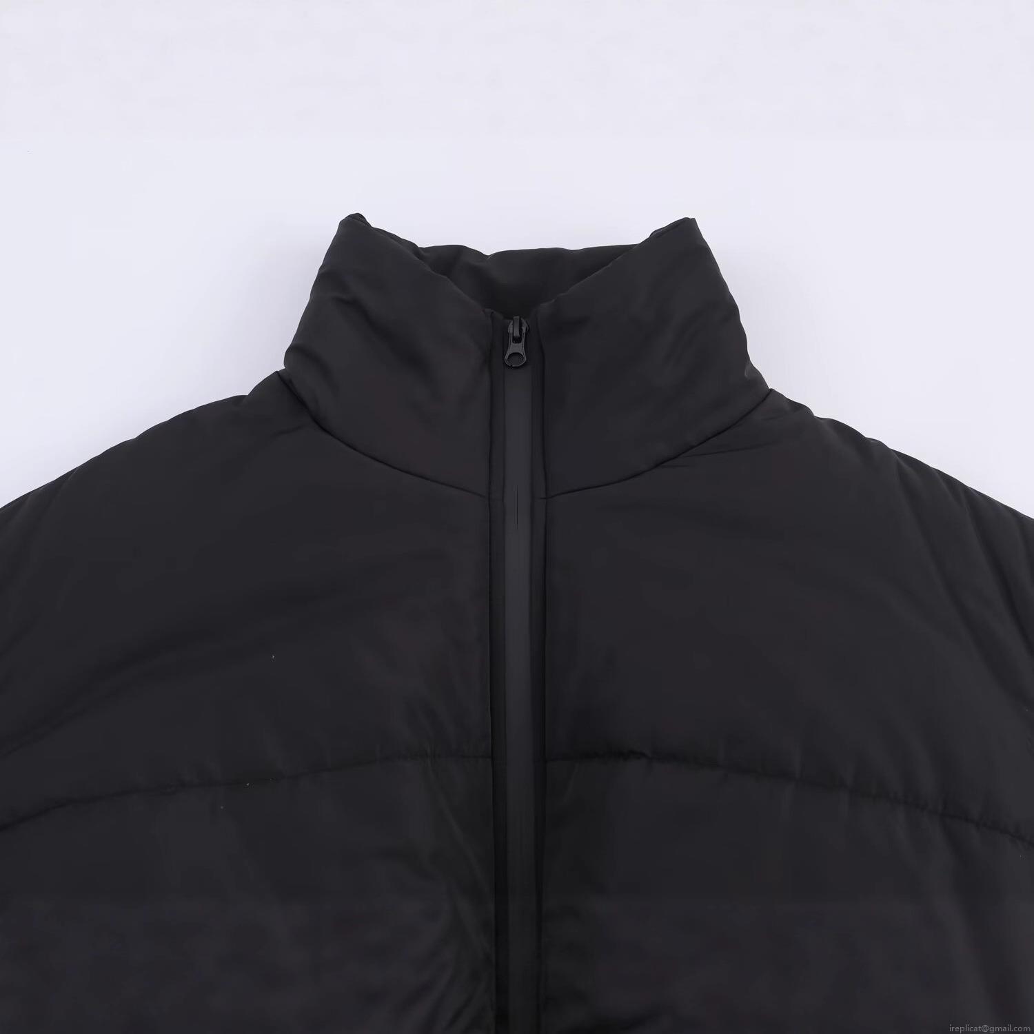 Women's Short Puffer Jacket Stand Collar Solid Black Quilted Padded Coat With Polyester Fiber Fill Warm Winter Outwear Streetwear Zip Up Jacket For Women