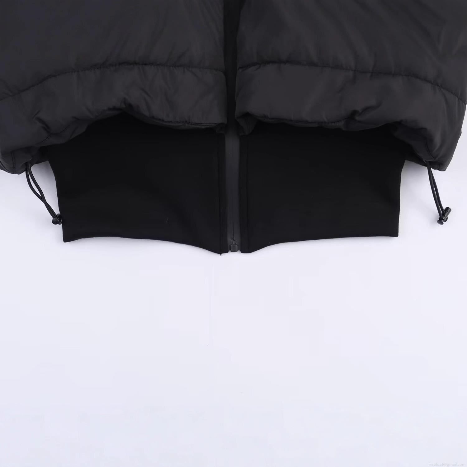 Women's Short Puffer Jacket Stand Collar Solid Black Quilted Padded Coat With Polyester Fiber Fill Warm Winter Outwear Streetwear Zip Up Jacket For Women