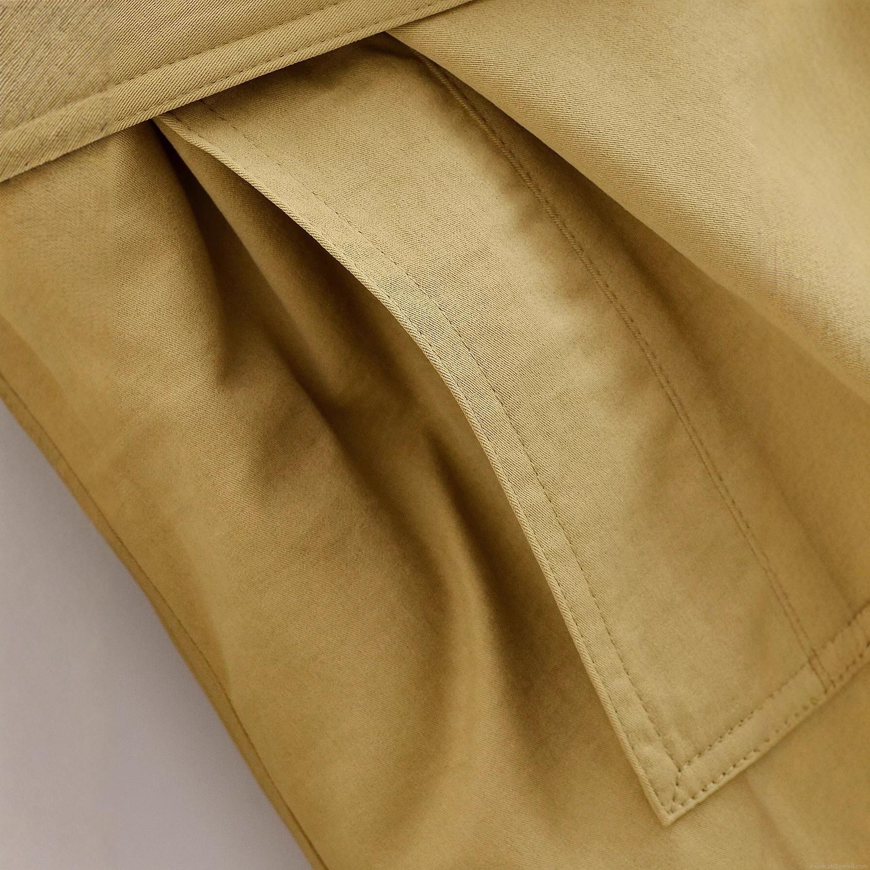 Women Winter Padded Trench Coat Khaki Polyester Twill Belted Waist Slimming Outerwear Solid Color Lapel Windproof Warm Jacket For Women
