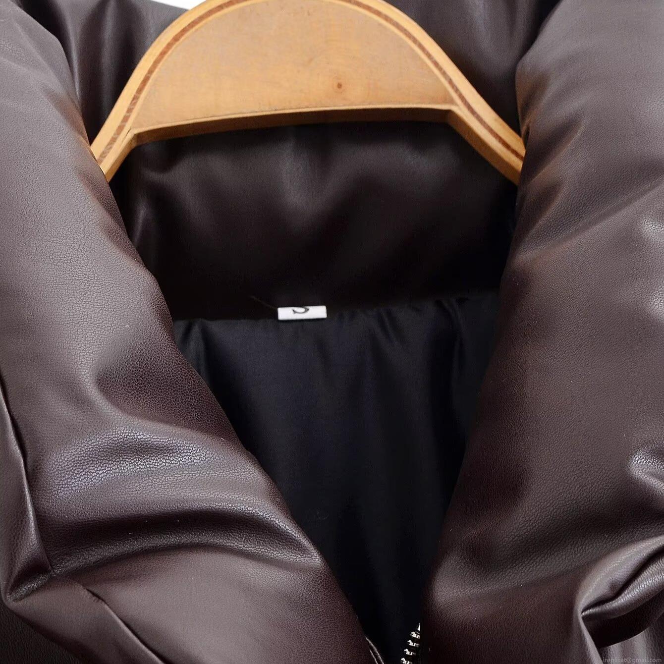 Women's Winter PU Faux Leather Puffer Jacket Large Lapel Zipper Oversized Padded Coat Warm Streetwear Casual Outerwear For Women