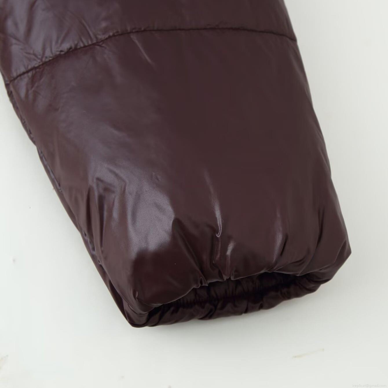 Women's Shiny Puffer Coat Winter Warm Quilted Hooded Jacket Loose Fit Dark Brown Padded Parka Outwear For Daily Casual Wear Windproof Thick Coat