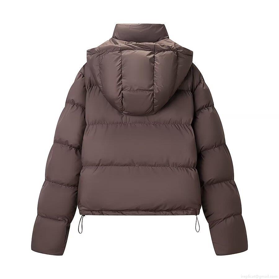 Women's Short Puffer Jacket Hooded Thickened Cotton Padded Coat Casual Winter Warm Zipper Snap Button Outerwear Solid Color For Women Daily