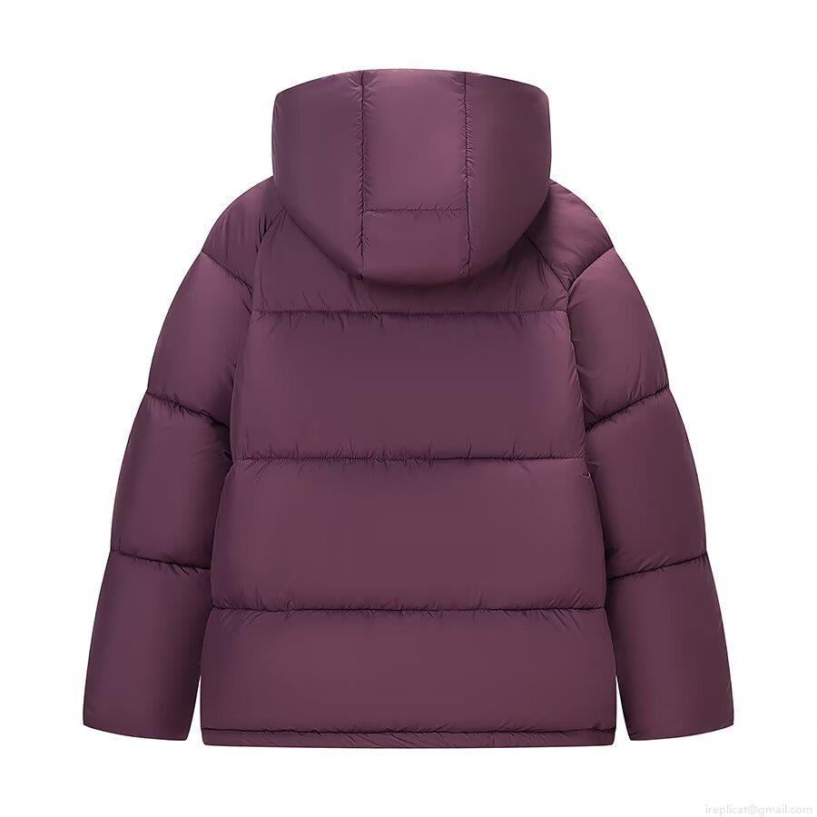 Women's Casual Hooded Puffer Jacket Solid Purple Winter Warm Cotton Padded Coat Loose Long Sleeve Quilted Outerwear With Zipper Pockets Bread Style Jacket