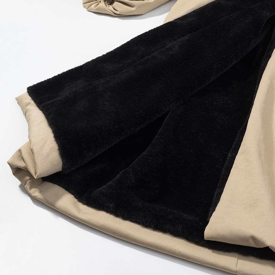 Women's Fashion Long Hooded Cotton-Padded Coat Spandex Fabric With Black Faux Fur Lining Belted Tie Waist Loose Fit Warm Winter Outerwear Casual Trench Style Jacket