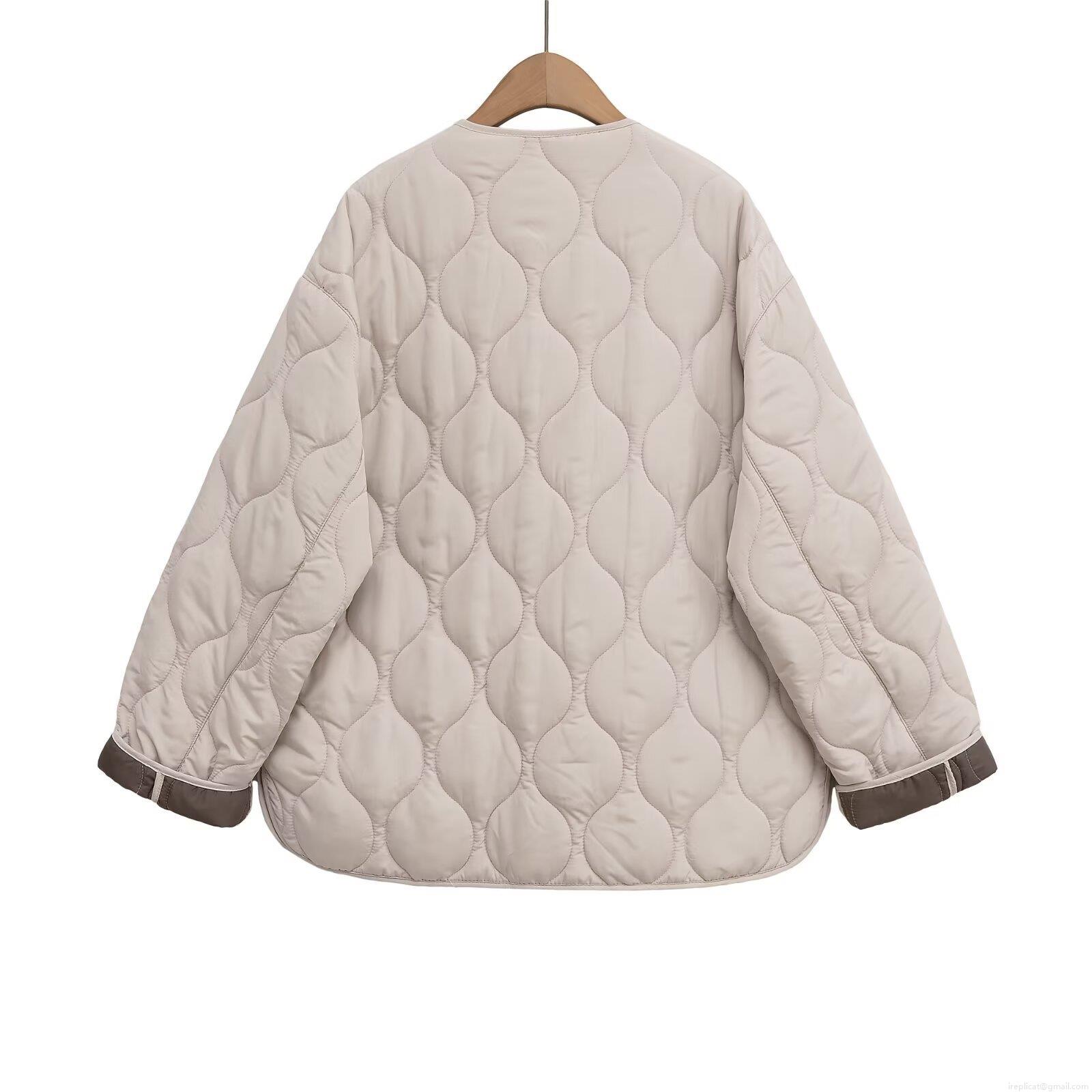Women's Casual Lightweight Wavy Quilted Jacket Zip Up Padded Coat With Pockets Solid Color Polyester Outerwear For Women Simple Winter Style