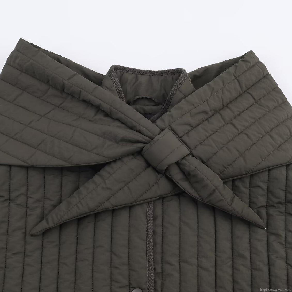 Women's Quilted Puffer Jacket With Detachable Scarf Polyester Synthetic Silk Fill Warm Padded Coat Loose Fit Hooded Outerwear For Fall Winter Ladies Fashion Casual Jacket