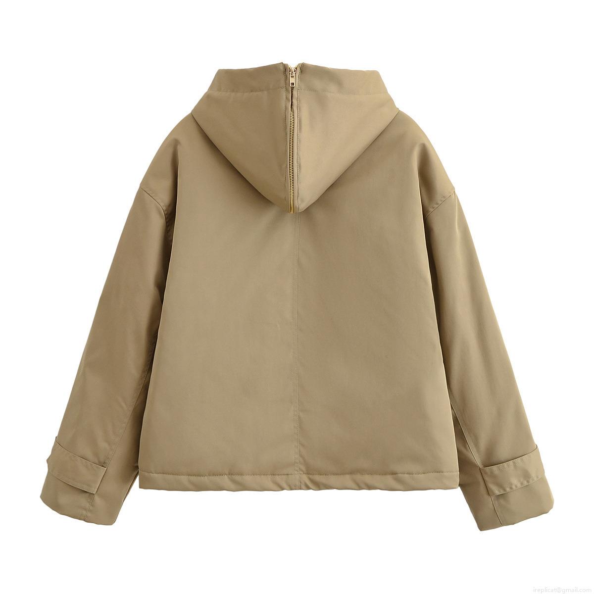 Women's Casual Hooded Parka Jacket With Faux Fur Collar Warm Polyester Padded Coat For Winter Autumn Outdoor Khaki Zip Up Windproof Outerwear