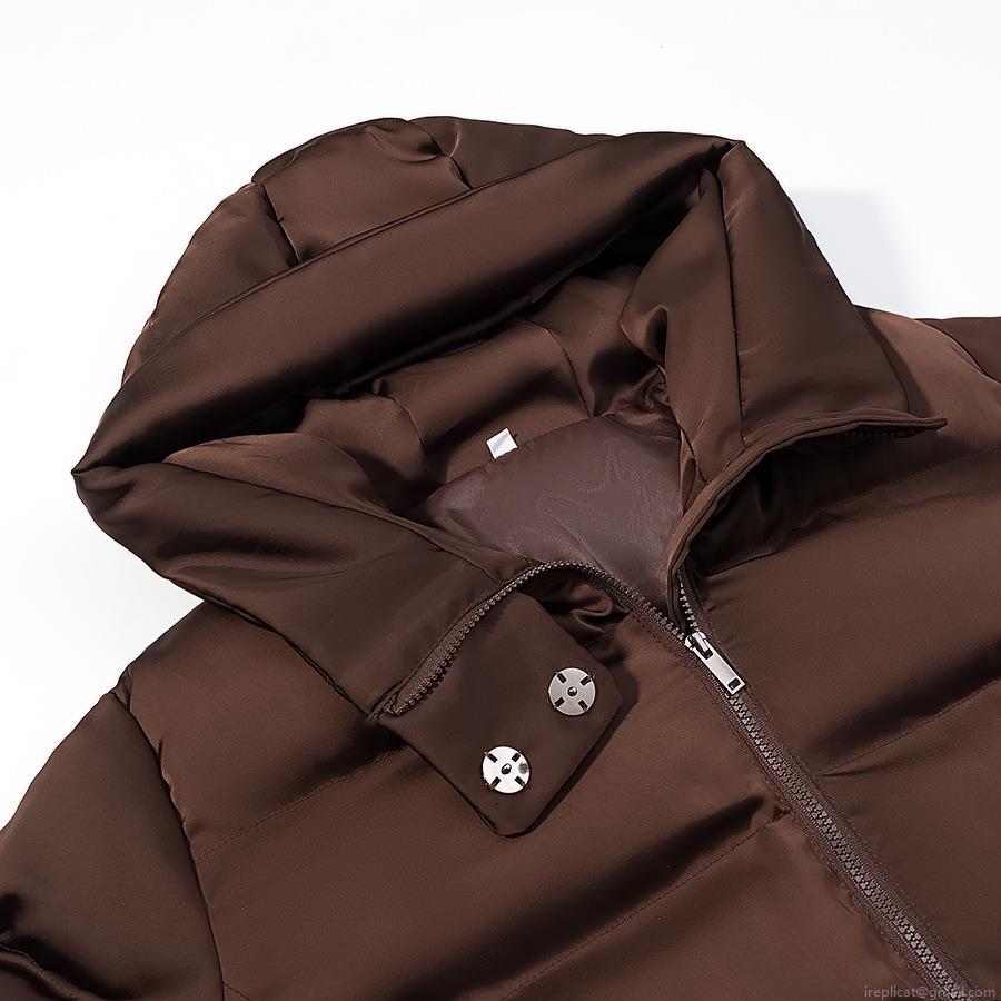Women's Hooded Puffer Jacket Short Quilted Padded Coat Warm Windproof Winter Outwear Coffee Brown Full Zip Fashion Streetwear Casual Puffer Jacket