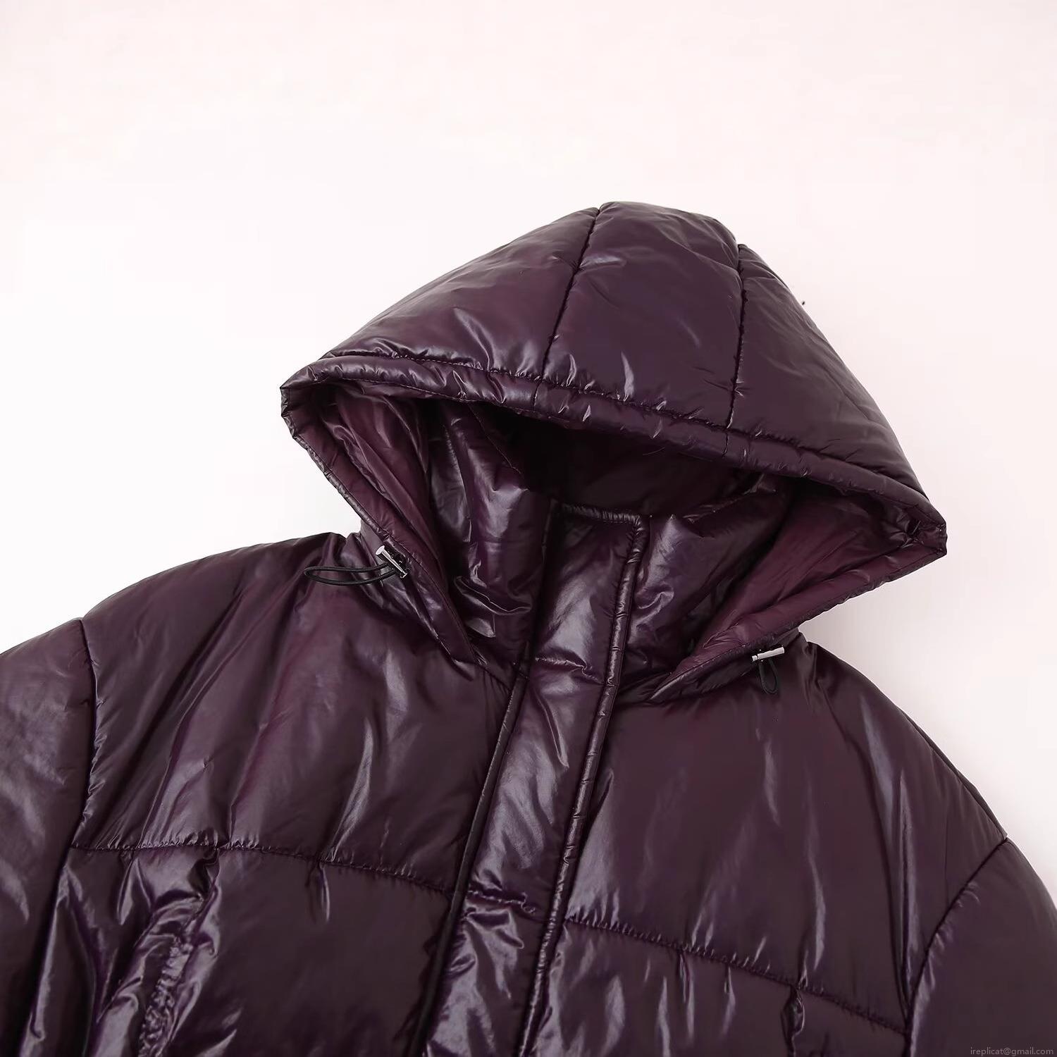 Women's Hooded Shiny Cotton Padded Jacket Casual Waist Cinch Drawstring Winter Warm Puffer Coat With Pockets For Outdoor Daily Women Clothing