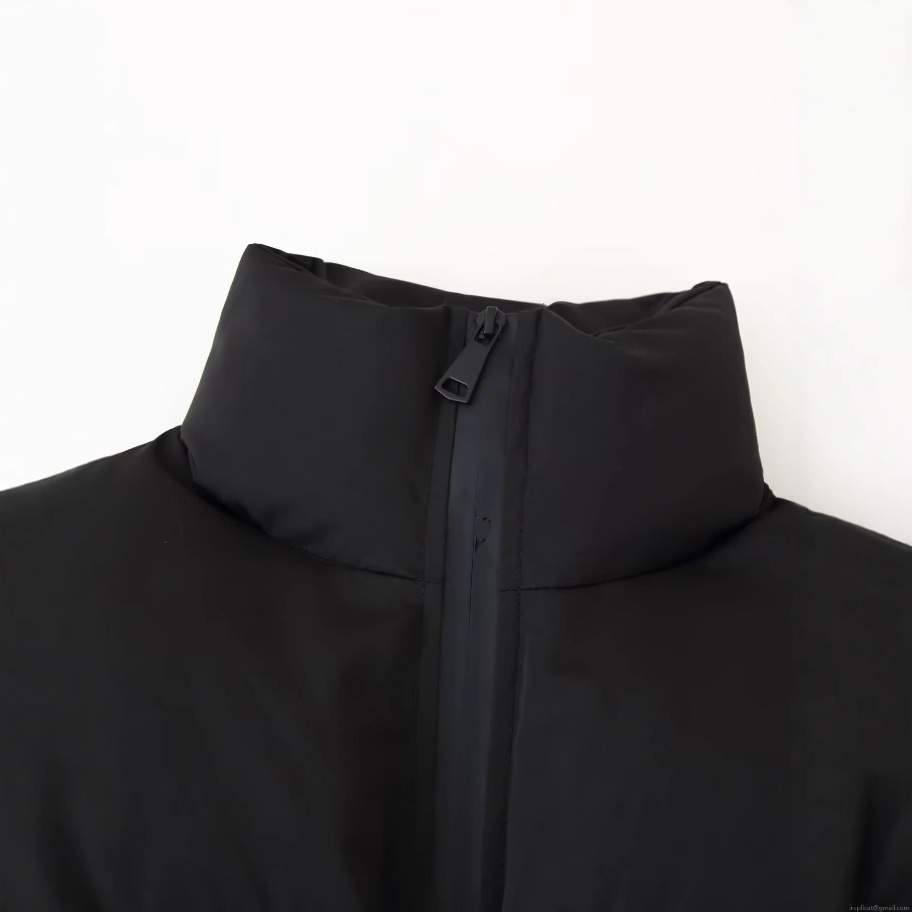Women's Casual Short Puffer Jacket Cotton Blend Stand Collar Zipper Quilted Coat For Winter Autumn Solid Black Warm Outerwear