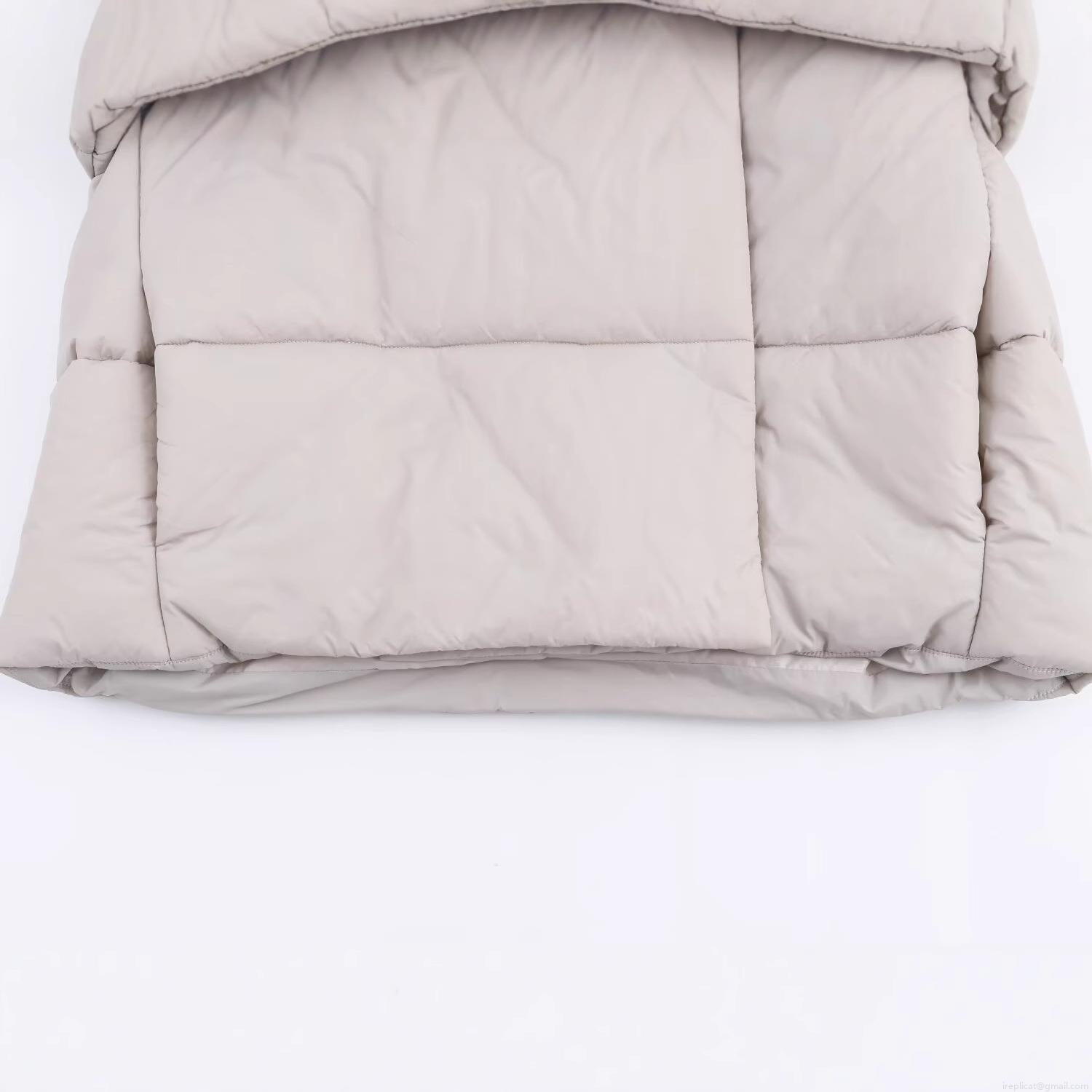 Women's Hooded Waterproof Puffer Jacket Thick Cotton-Padded Coat Loose Streetwear Warm Winter Jacket Outwear Solid Color Light Gray Polyester Jacket