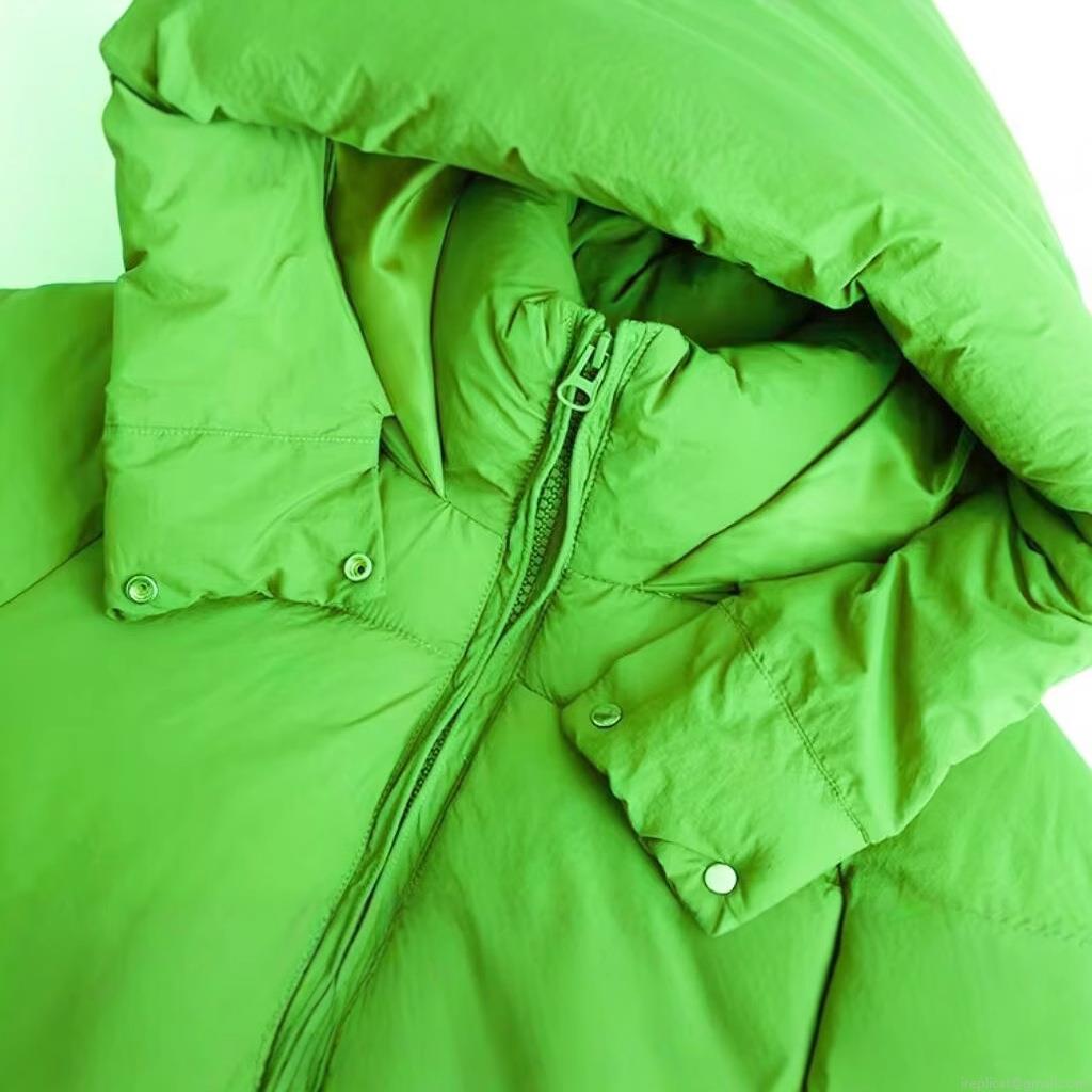 Women's Bright Green Puffer Cotton Padded Jacket With Hood Long Sleeve Quilted Mid-length Coat For Winter Outdoor Casual Ethnic Style Warm Windproof Outwear