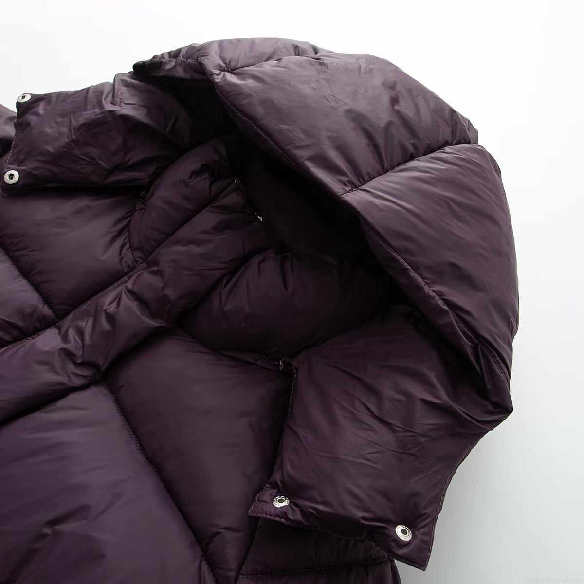 Women's Winter Hooded Quilted Padded Jacket Casual Solid Color Warm Outwear Coat With Polyester Shell And Cotton Blend Padding For Ladies