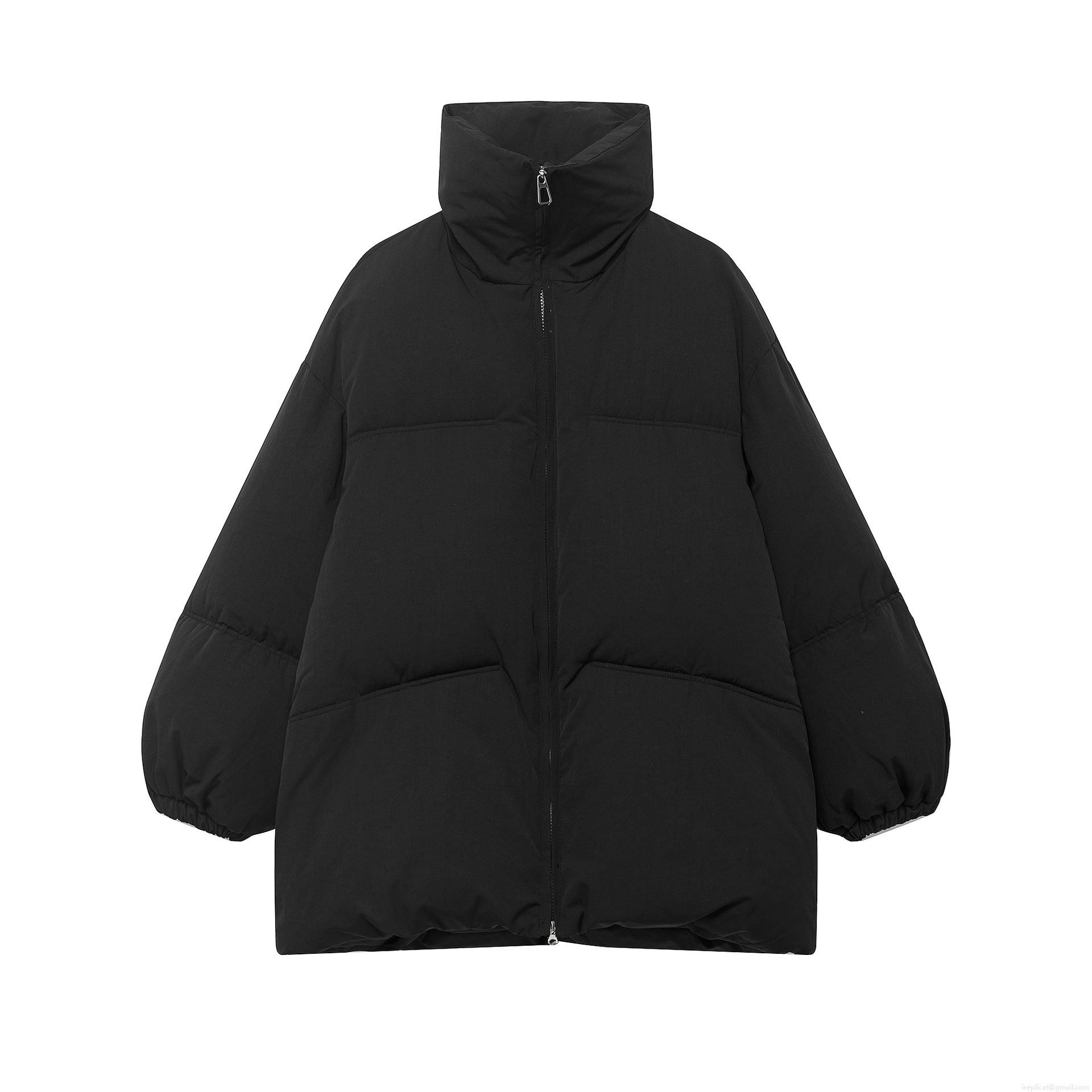 Women's Stand Collar Padded Jacket Oversized Solid Color Long Sleeve Puffer Coat Casual Loose Mid-Length Winter Outerwear