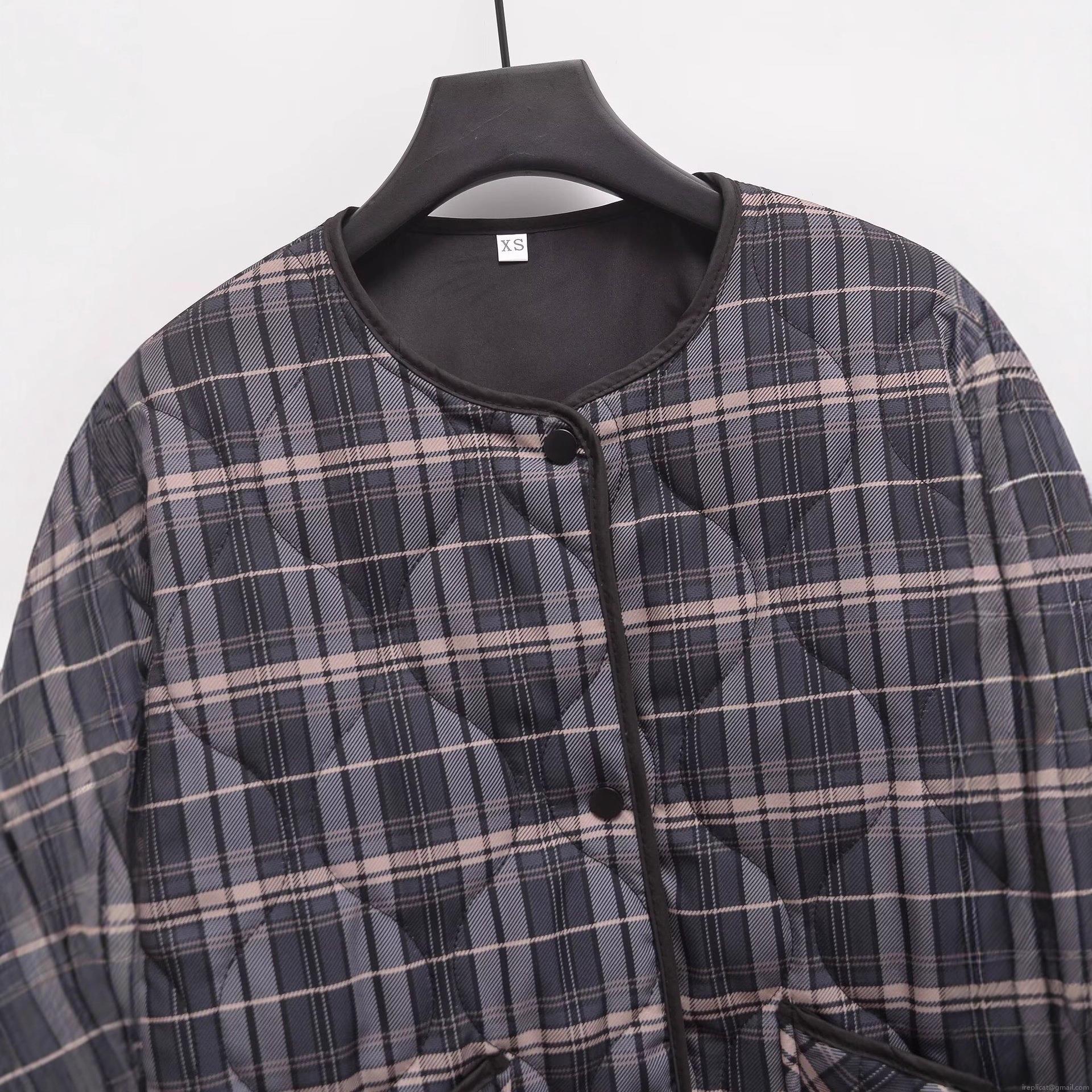 Women's Western Style Round Neck Quilted Plaid Jacket With Single Breasted Buttons Long Sleeve Polyester Outerwear Gray Pink White Warm Coat For Autumn Winter Streetwear