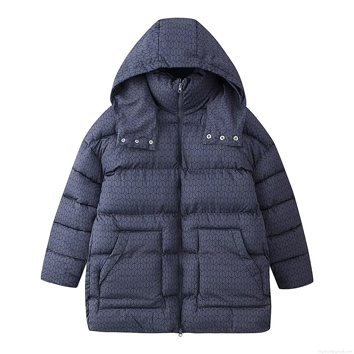 Women's Geometric Print Hooded Cotton-Padded Jacket Winter Warm Polyester Quilted Coat With Zipper Pockets Casual Western Style Outerwear For Ladies