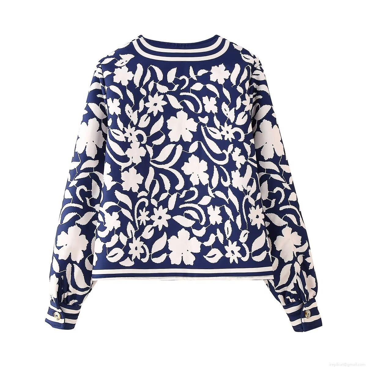 Women's Vintage Floral Print Quilted Jacket Round Neck Long Sleeve Lightweight Thin Cotton Padded Outwear Streetwear Ethnic Style Casual Coats