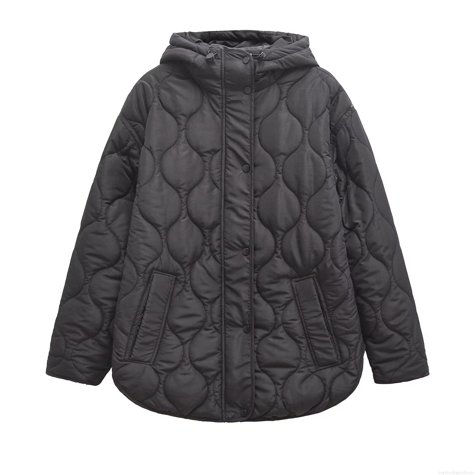 Women's Winter Hooded Onion Quilted Padded Jacket Mid-Length Polyester Cotton Filled Windproof Parka Coat with Zipper and Buttons for Streetwear Casual Warm Outerwear