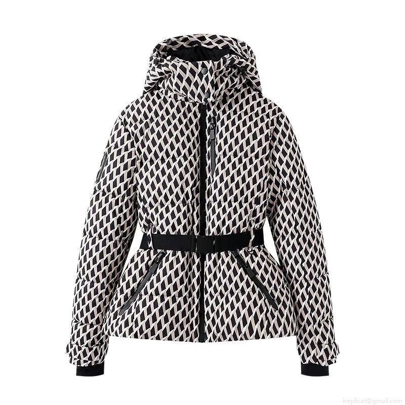 Women's Metallic Shiny Puffer Jacket Hooded Windproof Warm Winter Coat With Belt Slim Fit For Skiing Outdoor Streetwear