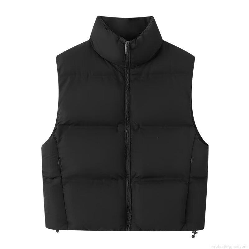 Women's Puffer Vest Sleeveless Padded Gilet Stand Collar Zip Up Quilted Waistcoat With Drawstring Hem Solid Color Streetwear For Autumn Winter