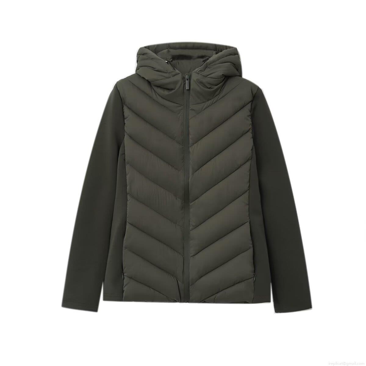 Women Winter Hooded Cotton Padded Jacket Warm Quilted Patchwork Long Sleeve Zip Up Coat European Streetwear Loose Outerwear For Ladies