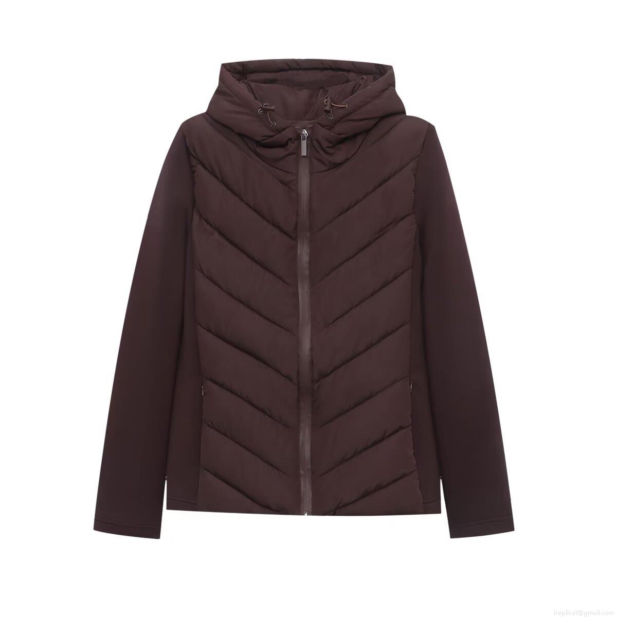 Women Winter Hooded Cotton Padded Jacket Warm Quilted Patchwork Long Sleeve Zip Up Coat European Streetwear Loose Outerwear For Ladies