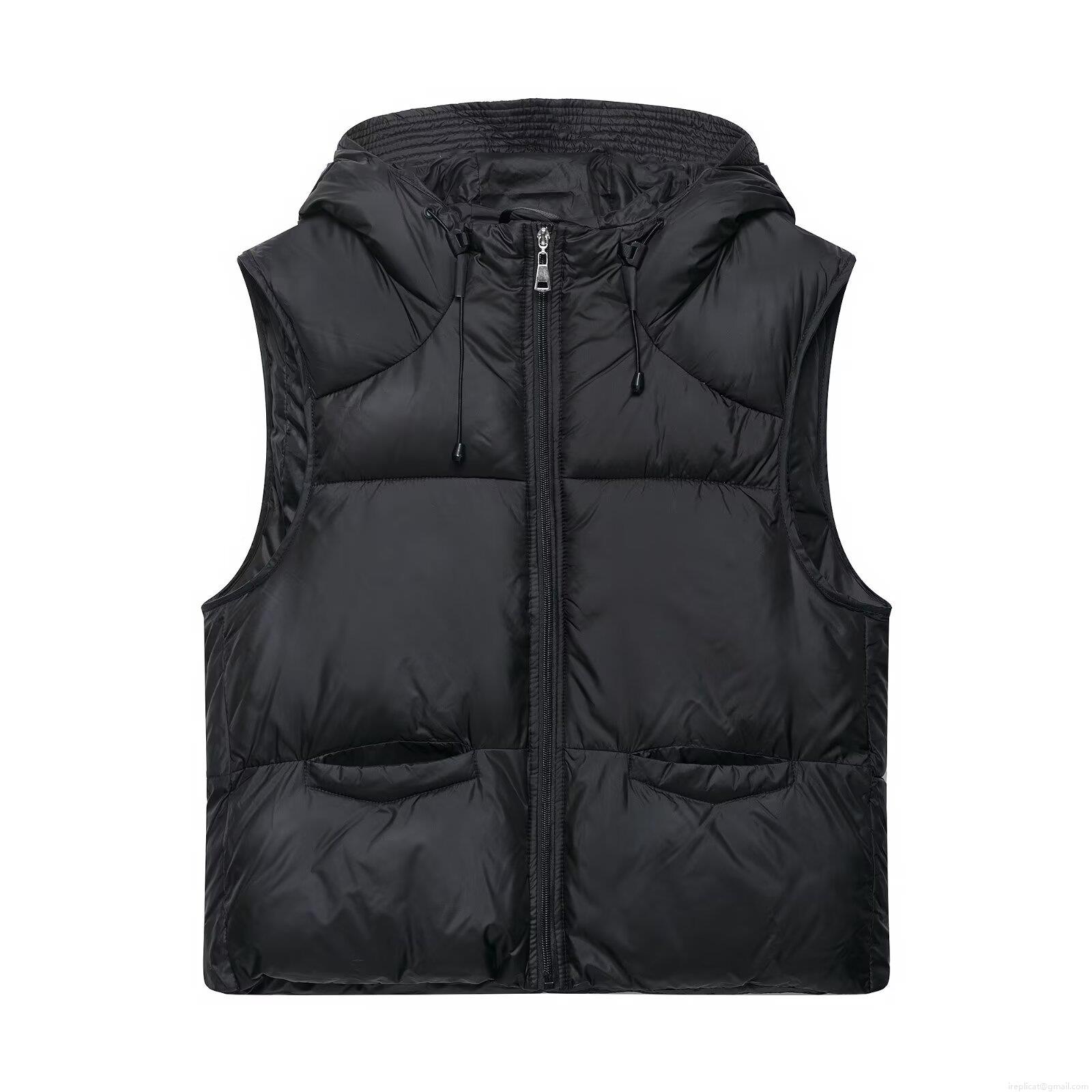 Women's Hooded Padded Vest 100% Polyester Quilted Sleeveless Jacket Warm Winter Loose Casual Waistcoat With Pockets For Women Outdoor Daily Wear