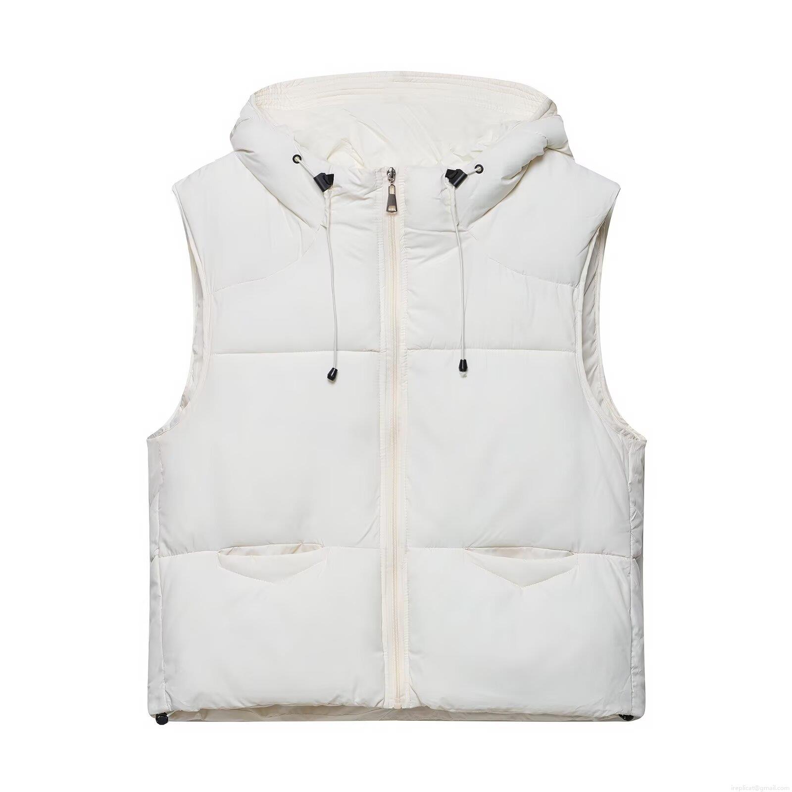Women's Hooded Padded Vest 100% Polyester Quilted Sleeveless Jacket Warm Winter Loose Casual Waistcoat With Pockets For Women Outdoor Daily Wear