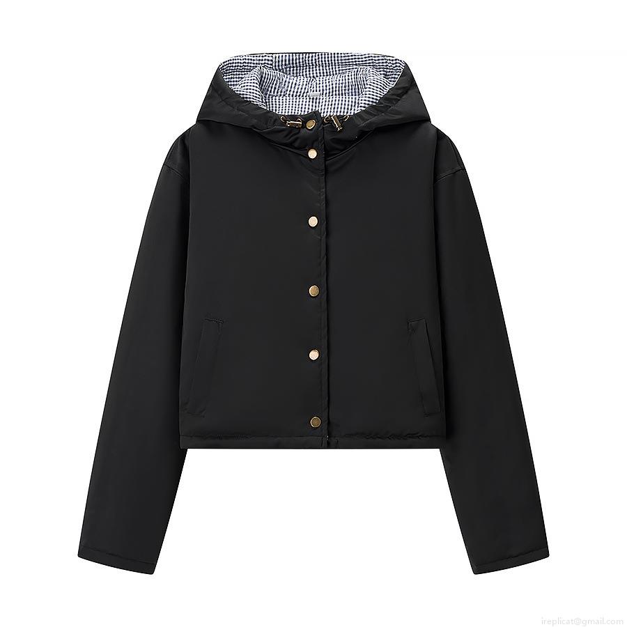 Women's Reversible Cotton Padded Jacket Hooded Checked Lining Short Coat Streetwear Solid Color Warm Outerwear With Metal Snaps For Autumn Winter