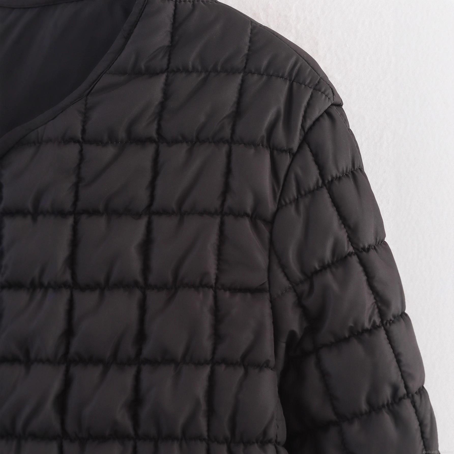 Women's Casual Quilted Cotton Jacket Lightweight Checkered Padded Coat With Pockets Single-Breasted O-Neck Outerwear Streetwear Winter Long Sleeve Polyester Jacket