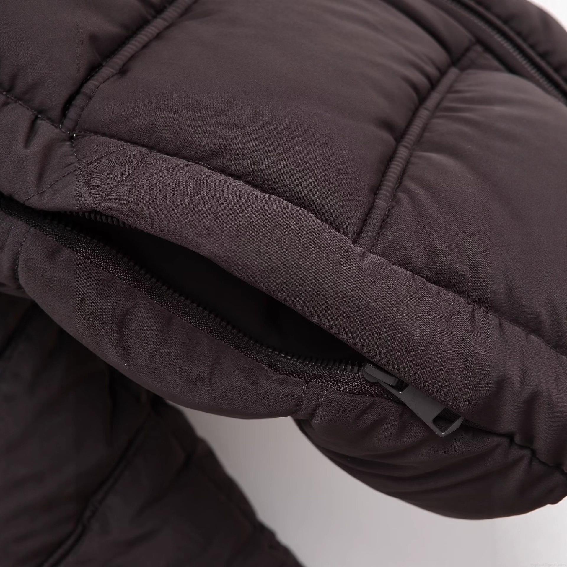 Women's Espresso Brown Hooded Padded Jacket Horizontal Quilted Zip Up Long Sleeve Warm Winter Puffer Coat With Drawstring Hood Ribbed Cuffs Casual Streetwear Outdoor Outerwear