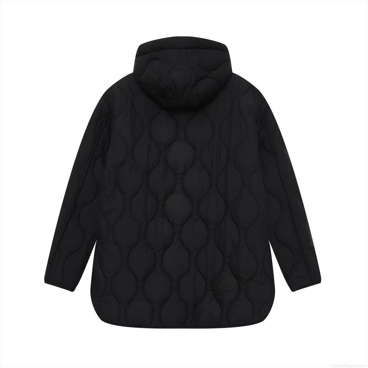 Women's Casual Hooded Quilted Jacket Polyester Padded Warm Onion Quilted Outerwear Loose Fit Single Breasted Mid-Length Coat For Autumn Winter