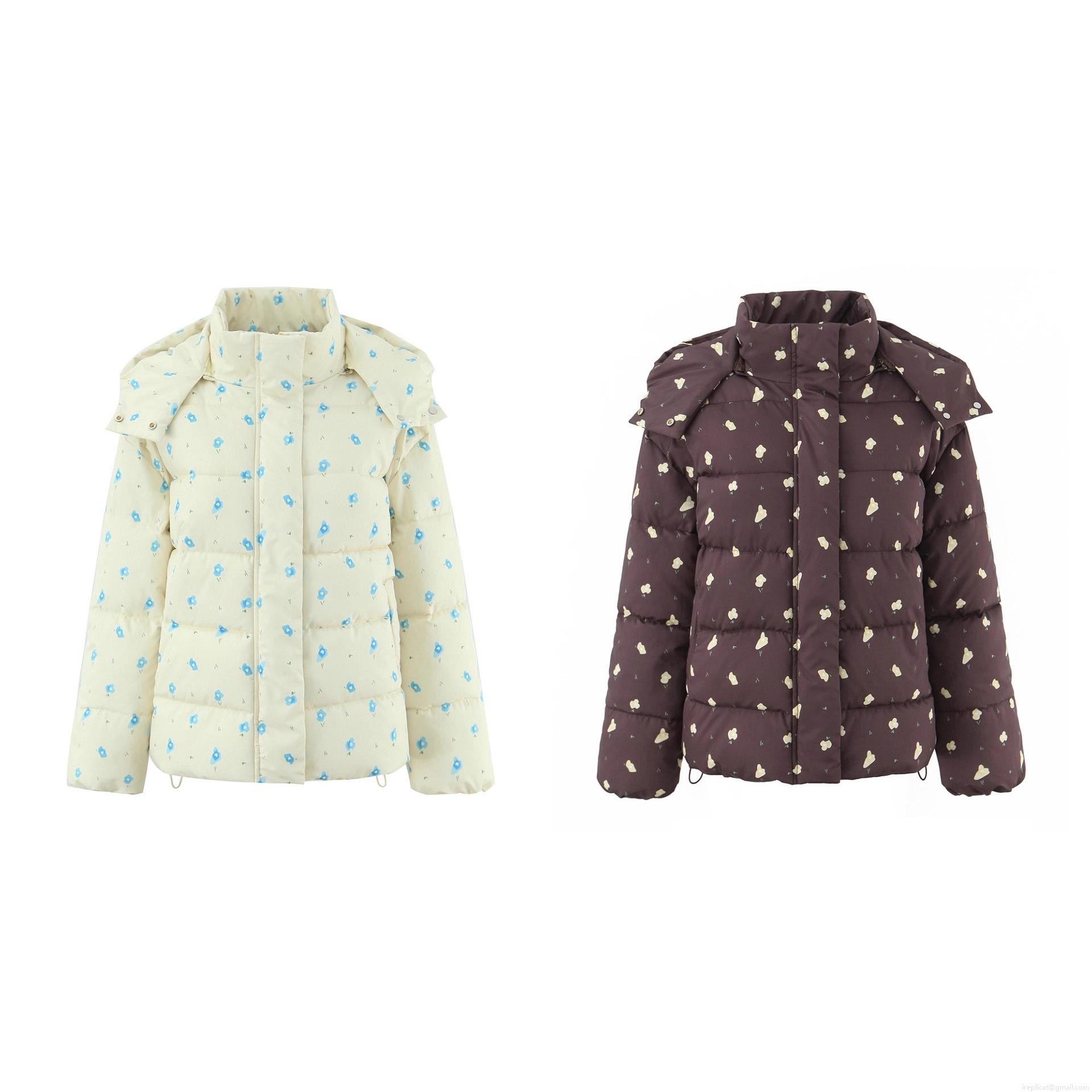 Women's Retro Floral Print Hooded Quilted Jacket Long Sleeve Winter Puffer Coat With Pockets Casual Streetwear Outdoor Warm Outwear