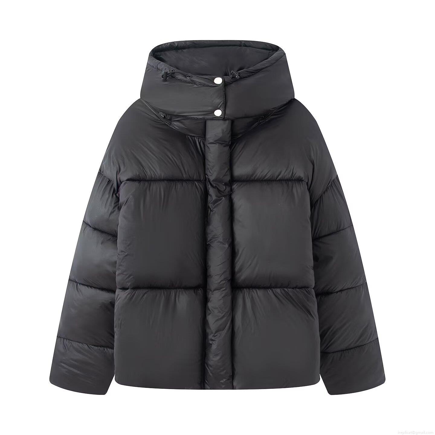 Women's Oversized Hooded Puffer Jacket Winter Warm Quilted Cotton Padded Parka Coat Solid Color Streetwear Outerwear With Zipper Metal Snaps