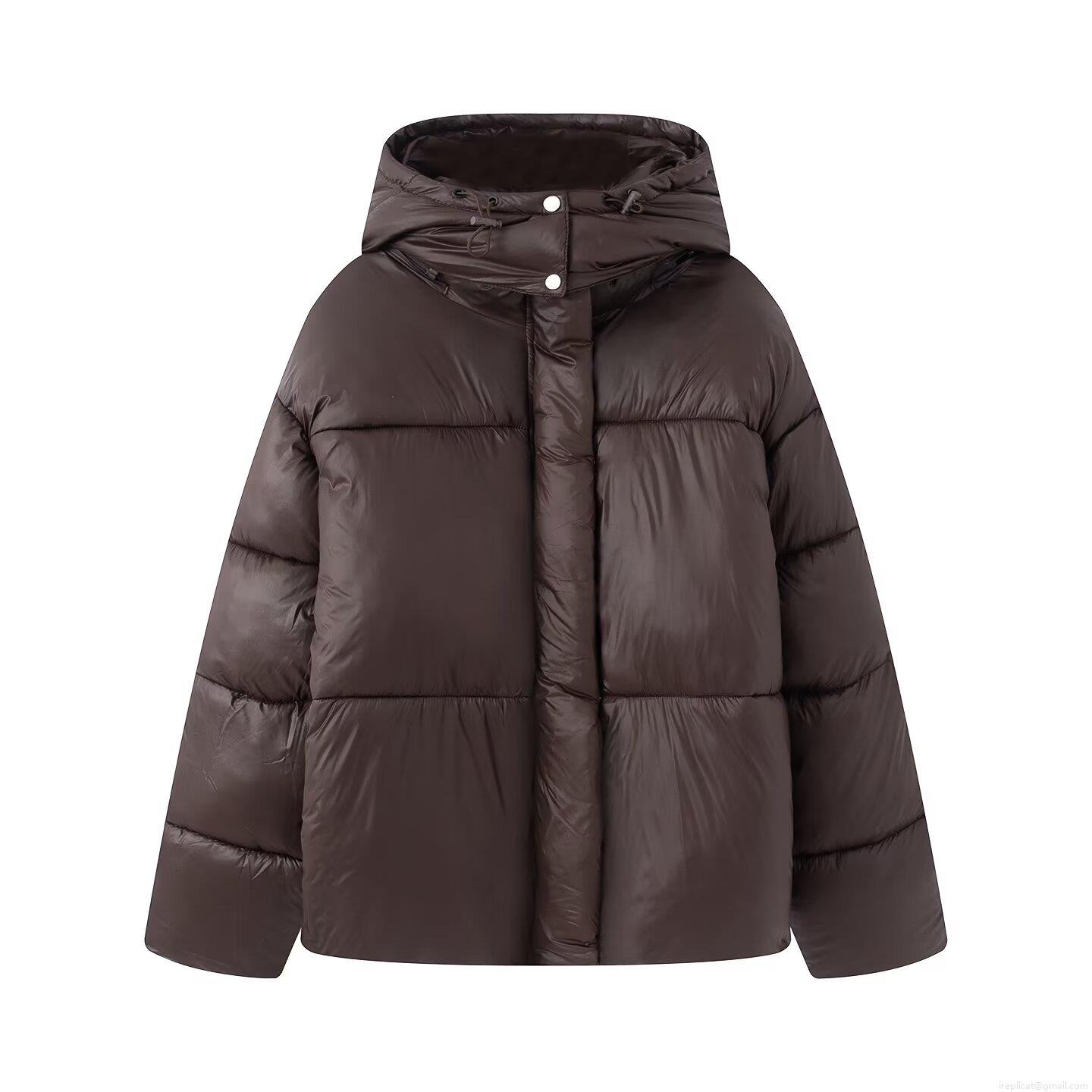Women's Oversized Hooded Puffer Jacket Winter Warm Quilted Cotton Padded Parka Coat Solid Color Streetwear Outerwear With Zipper Metal Snaps
