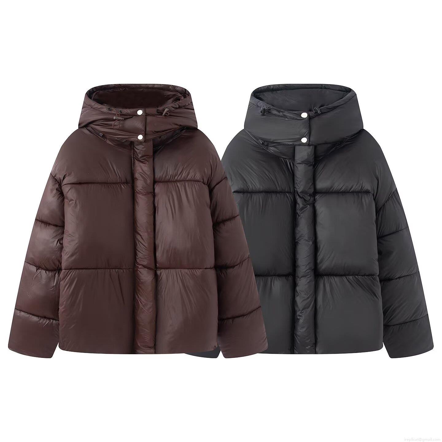 Women's Oversized Hooded Puffer Jacket Winter Warm Quilted Cotton Padded Parka Coat Solid Color Streetwear Outerwear With Zipper Metal Snaps