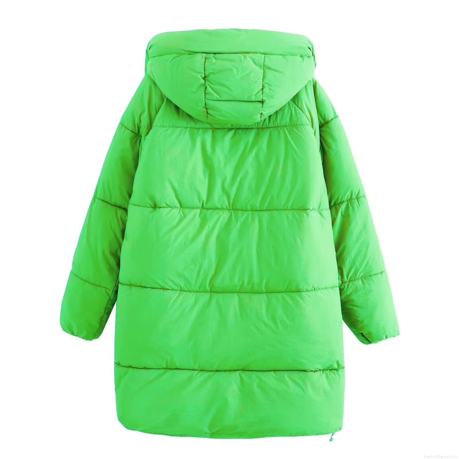 Women Winter Mid-Length Hooded Padded Coat Solid Color Quilted Polyester Outerwear Long Sleeve Windproof Jacket For Daily Street Wear