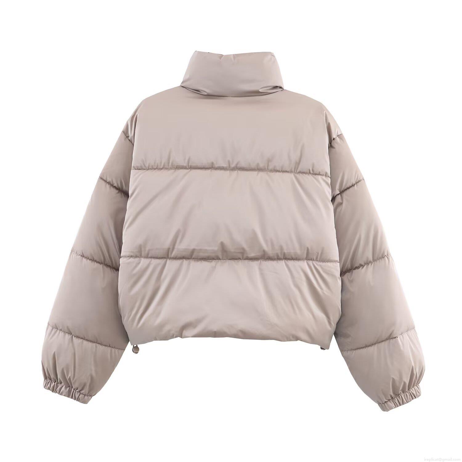 Women's Fashion Glossy Padded Jacket Water-repellent Windproof Stand Collar Winter Warm Quilted Coat Outerwear For Daily Casual Ladies