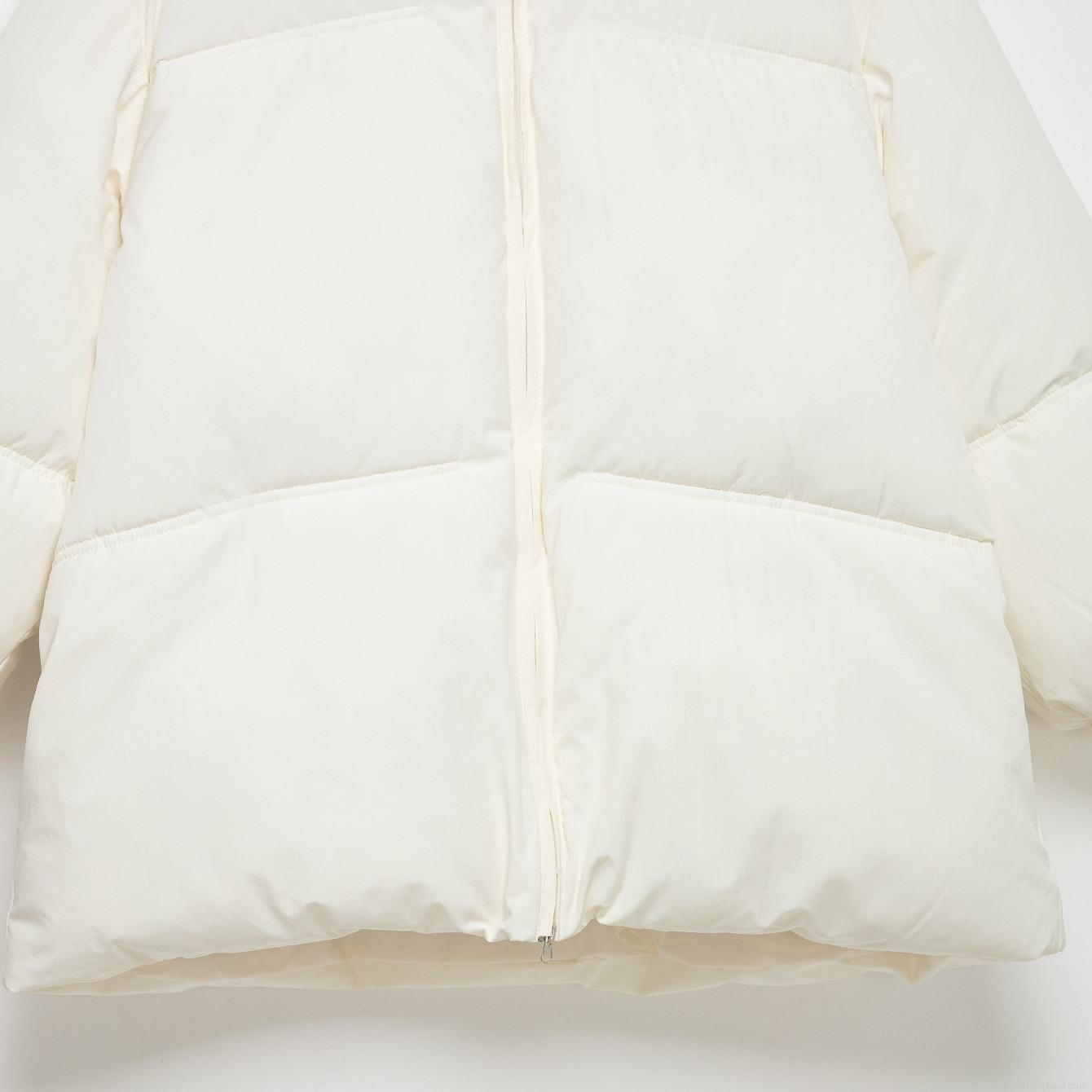 Women Winter Thickened Puffer Jacket Fashion Simple Solid Color Loose Stand Collar Cotton-Padded Coat With Zipper Pocket Casual Warm Outerwear