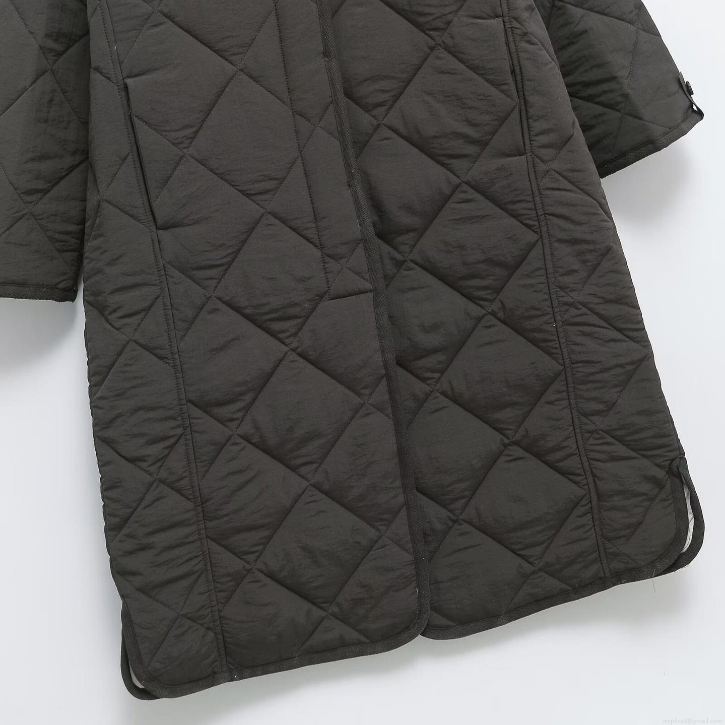 Women's Long Hooded Diamond Quilted Coat Winter Warm Loose Single Breasted Padded Puffer Jacket Outerwear with Side Slits