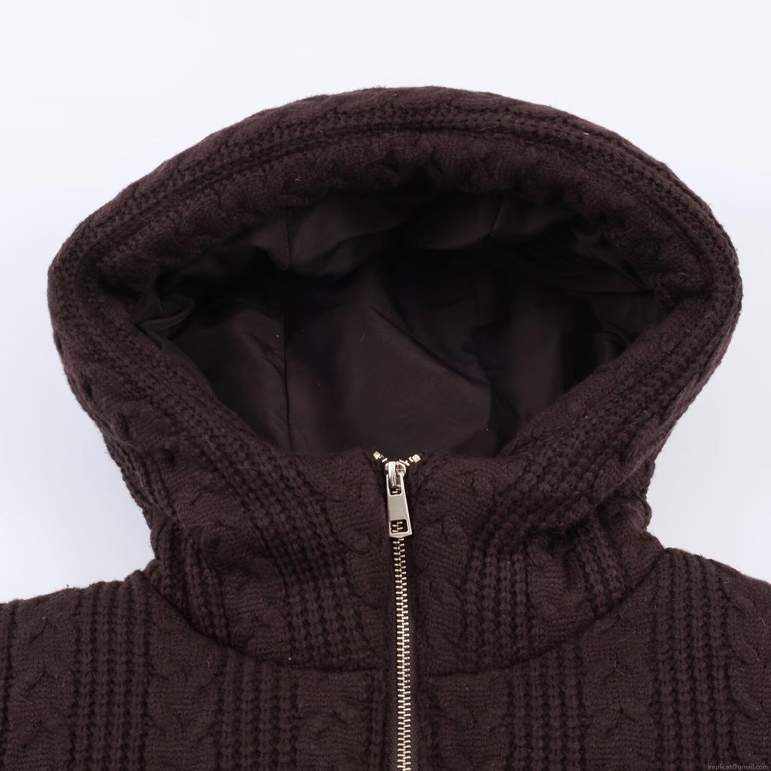 Women's Winter Fashion Casual Cable Knit Texture Hooded Cotton-Padded Jacket Loose Short Puffer Coat With Full Zip And Pockets Ladies Warm Outerwear