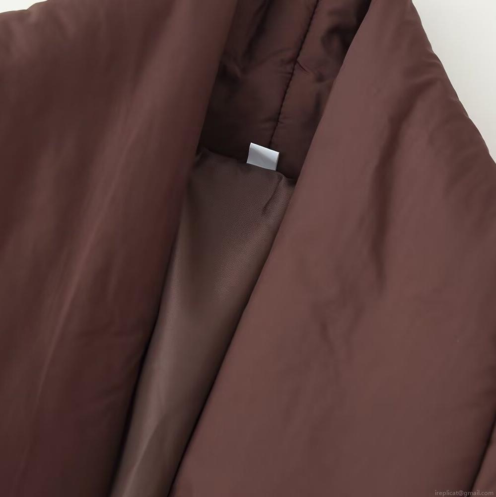 Women's Winter Casual Loose Padded Jacket With Bow Tie Belt Long Sleeve Mid-Length Warm Polyester Coat For Women Daily Wear
