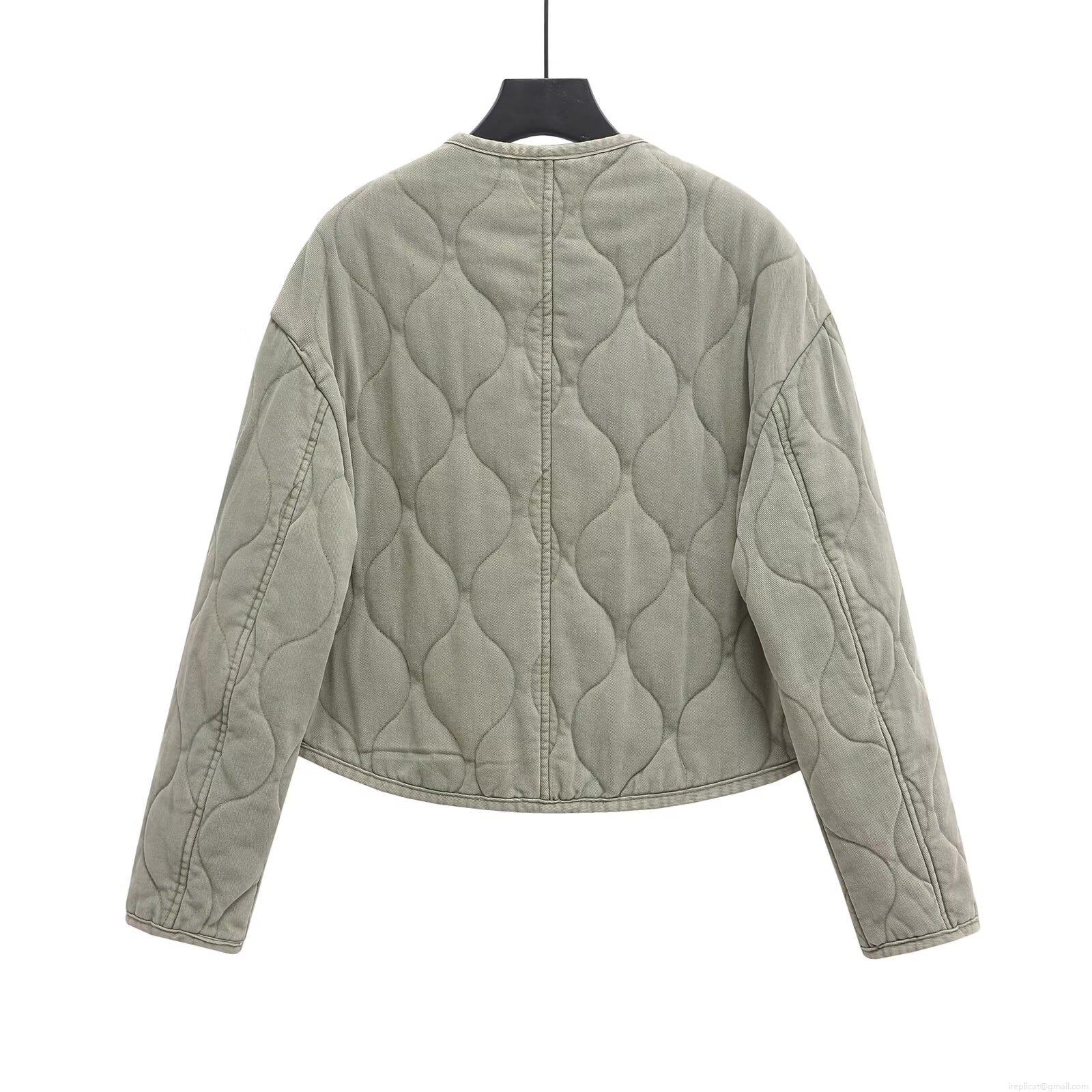 Women's Casual Quilted Jacket Vintage Washed Padded Coat With Round Neck Warm Lightweight Puffer Outerwear For Lady Winter Daily Wear