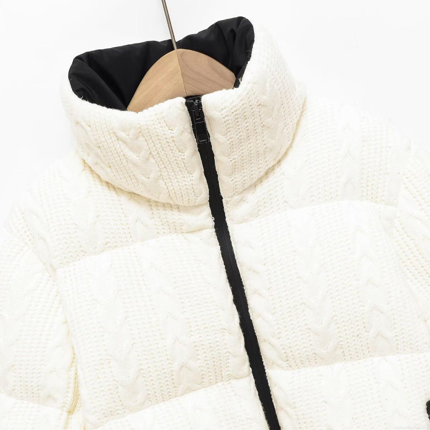 Women's Casual Puffer Jacket Thick Warm Polyester Padded Coat With Cable Knit Texture High Stand Collar Windproof Ski Wear For Winter Women White Black Zipper